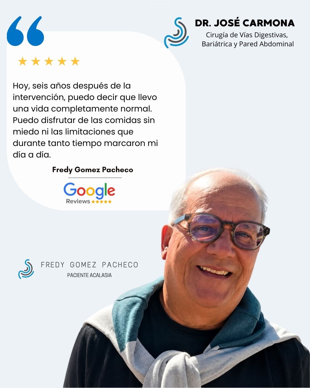 Testimonio de Fredy Gómez Pacheco - Tratamiento de Acalasia - Dr. José Carmona